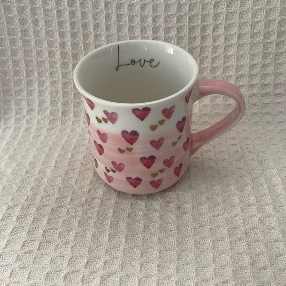 Belle Maison Cream Color Mug With Pink And Gold Hearts - Picture 1 of 7